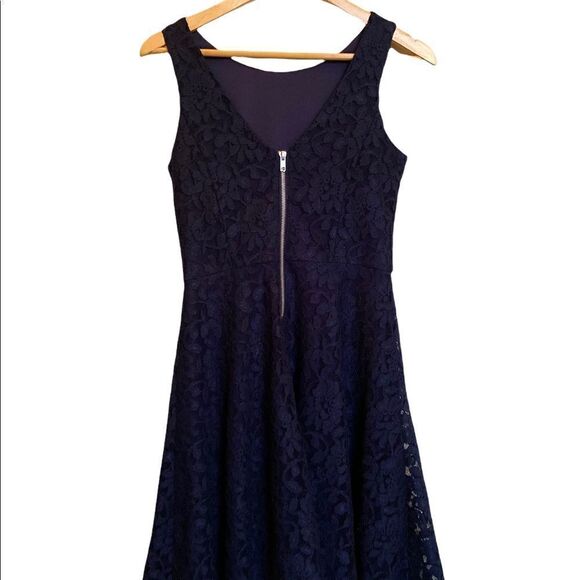 Speechless Fit Flare Navy Blue Lace Zipper Party Dress Size Medium - Picture 4 of 6